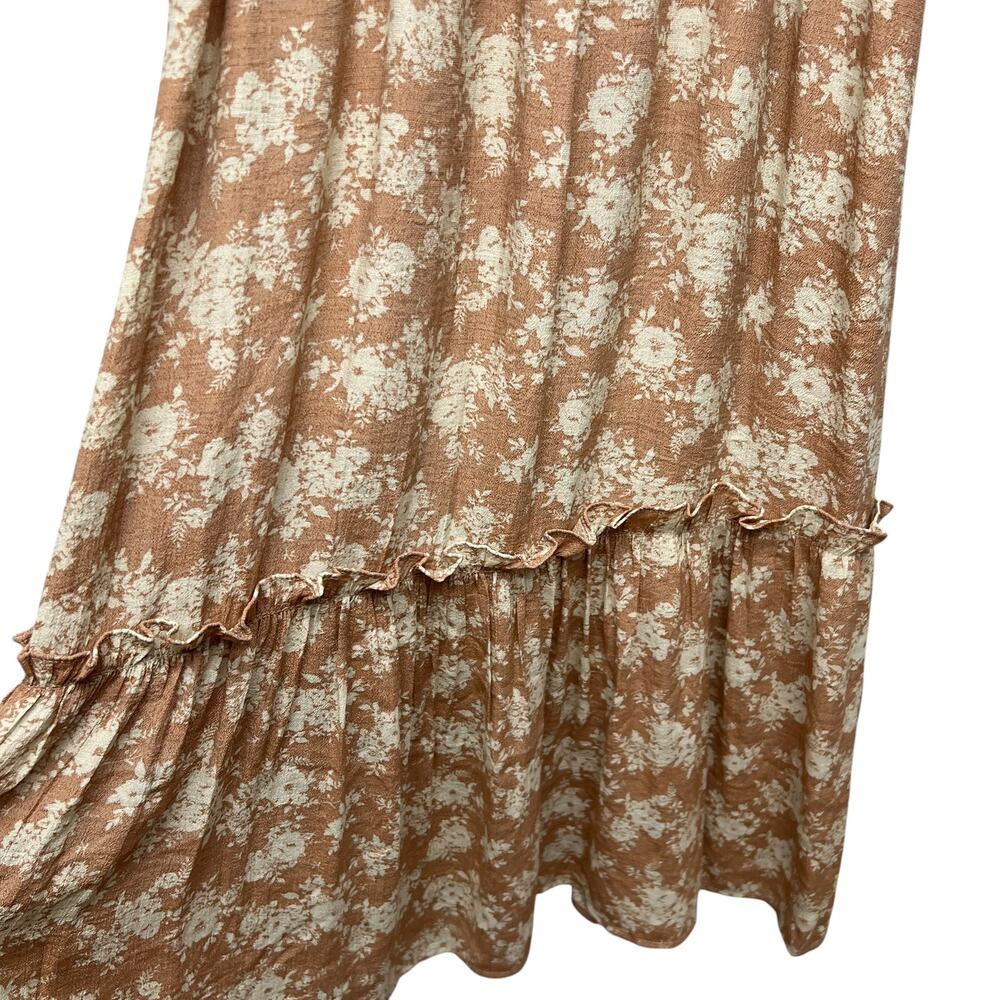 By The River Floral Puff Sleeve Peasant Midi Dress Womens Medium Cottage Smocked - Picture 7 of 13